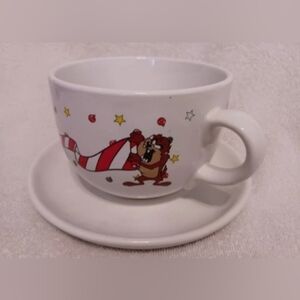 Vintage Looney tunes extra large ceramic christmas cup & saucer